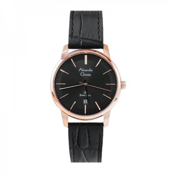 Alexandre Christie AC 1030 Rosegold Black Leather Lady LDLRGBA